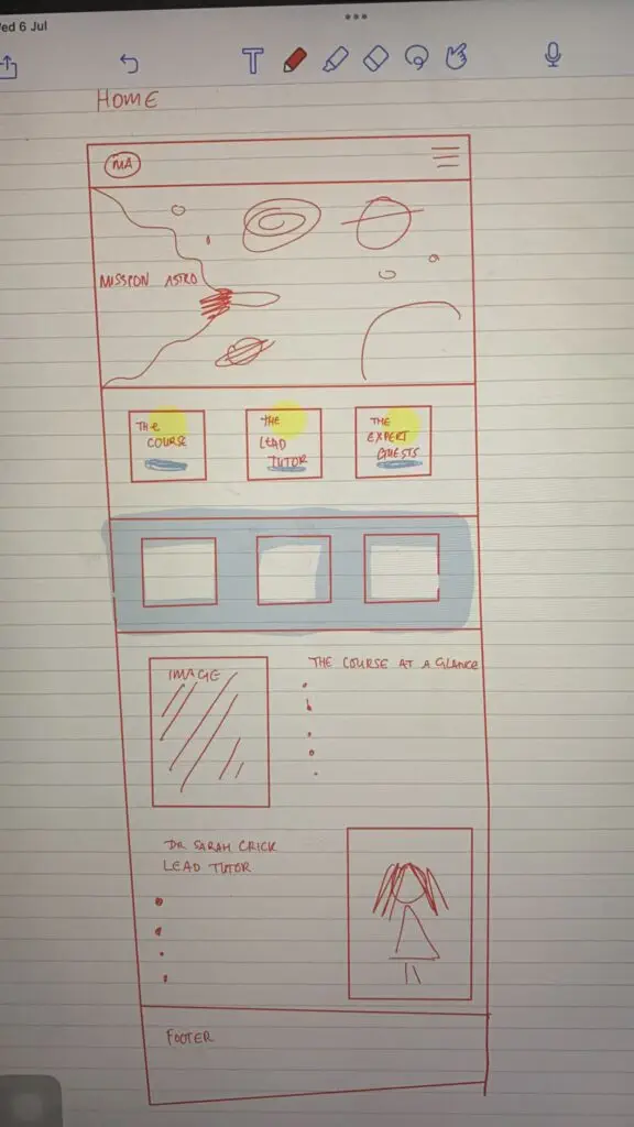 mission astro home page design